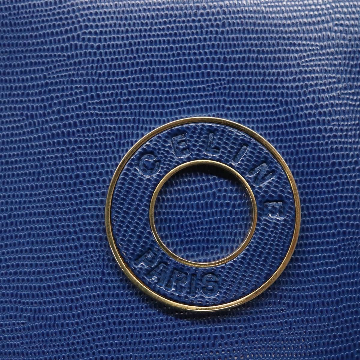 CELINE Shoulder Bag Leather Blue Gold Auth BA3538