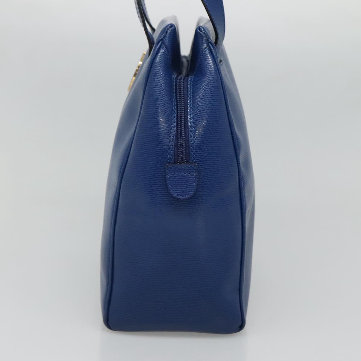 CELINE Shoulder Bag Leather Blue Gold Auth BA3538