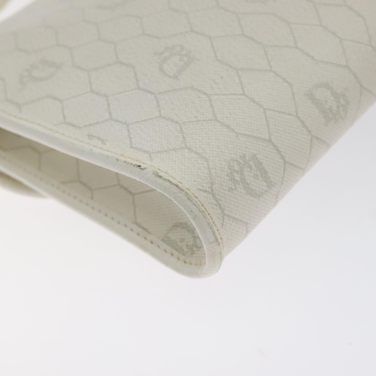 Christian Dior Honeycomb Canvas Shoulder Bag PVC White Gold Auth BA3542
