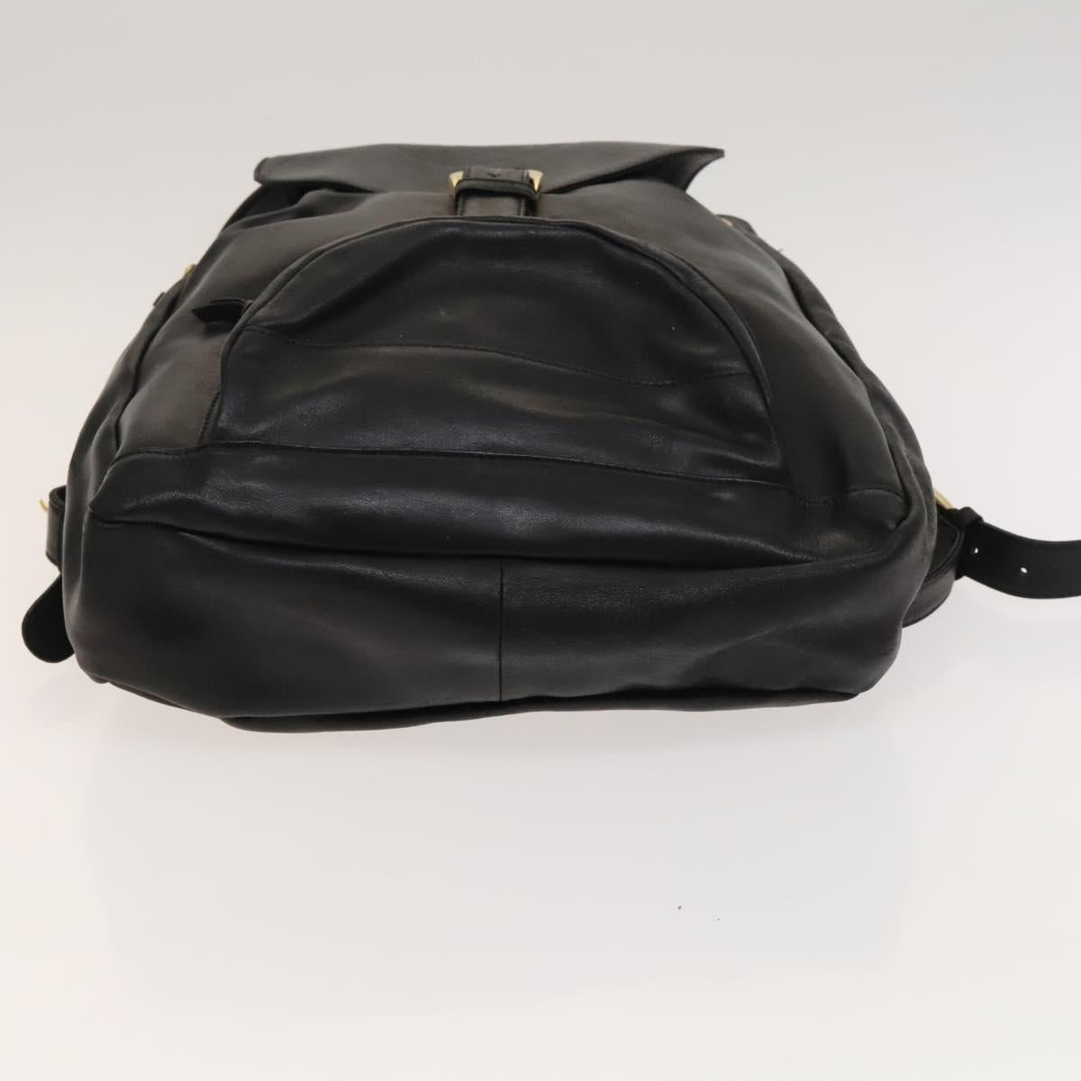 Gianni Versace Backpack Leather Black Gold Auth BA3548