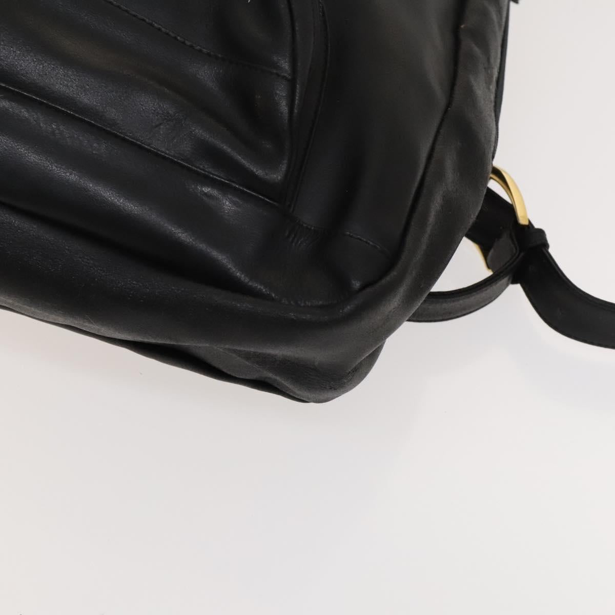 Gianni Versace Backpack Leather Black Gold Auth BA3548