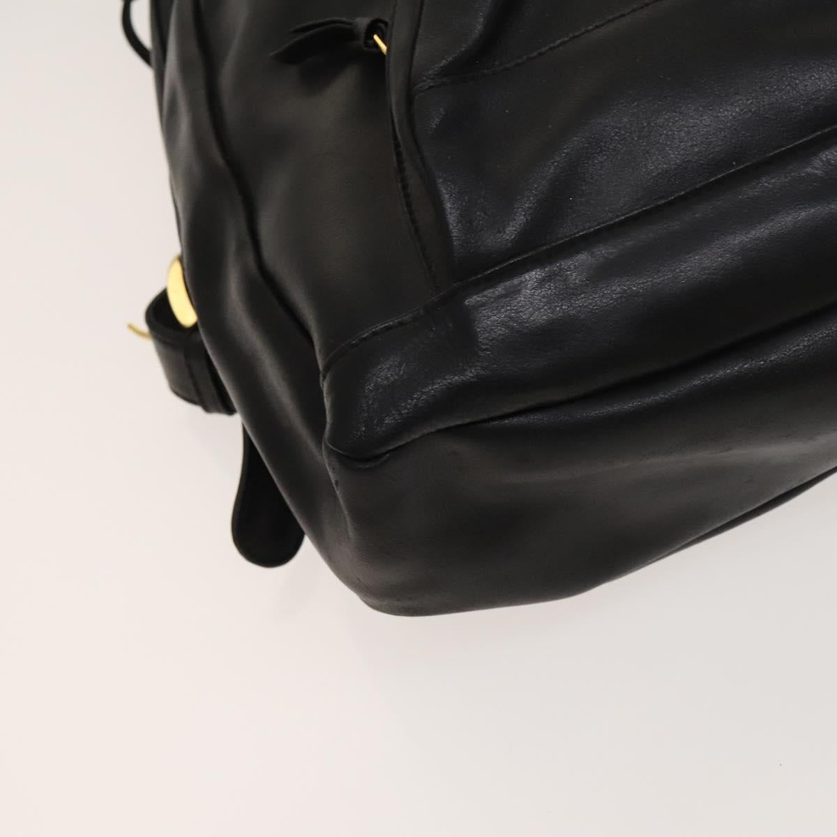 Gianni Versace Backpack Leather Black Gold Auth BA3548