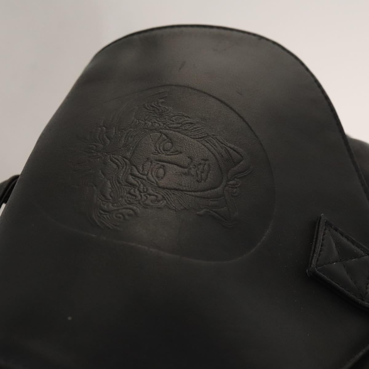 Gianni Versace Backpack Leather Black Gold Auth BA3548