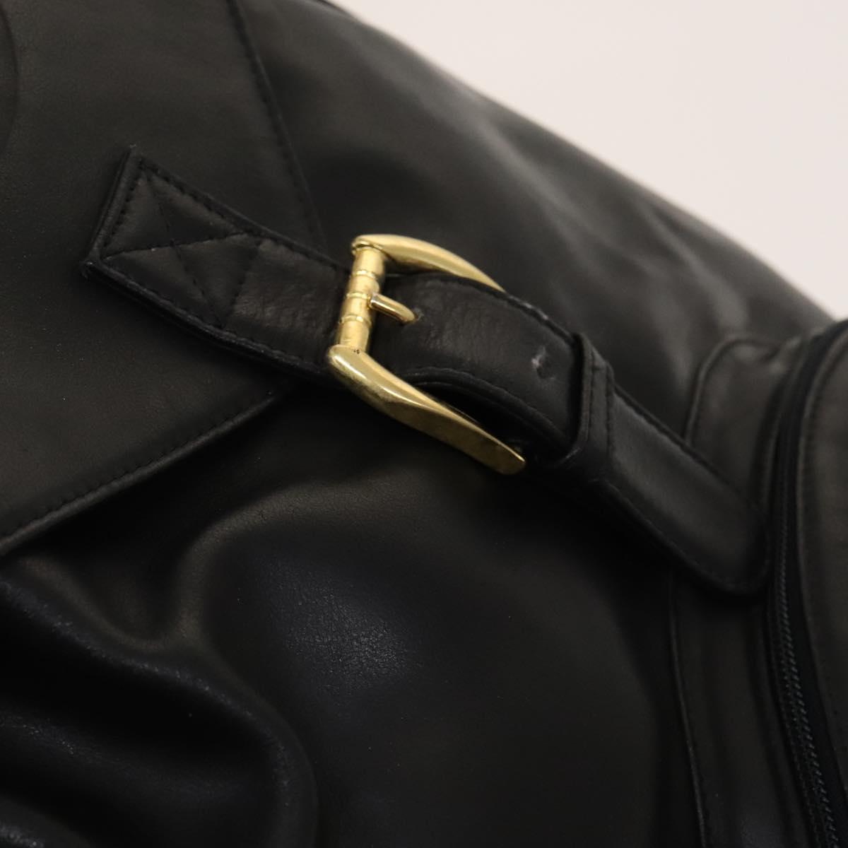 Gianni Versace Backpack Leather Black Gold Auth BA3548