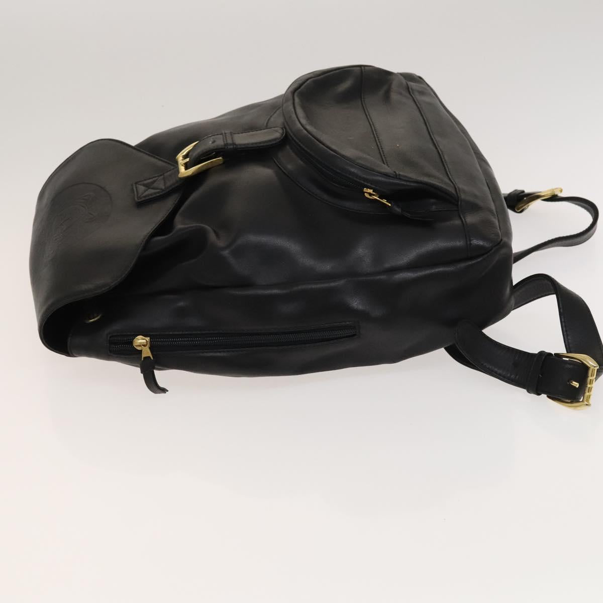Gianni Versace Backpack Leather Black Gold Auth BA3548