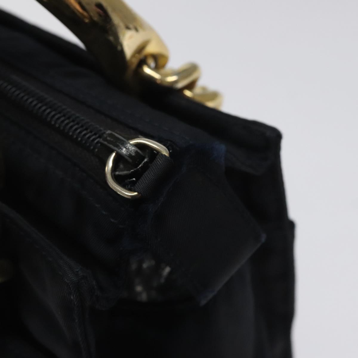 PRADA Hand Bag Nylon Navy Gold Auth BA355
