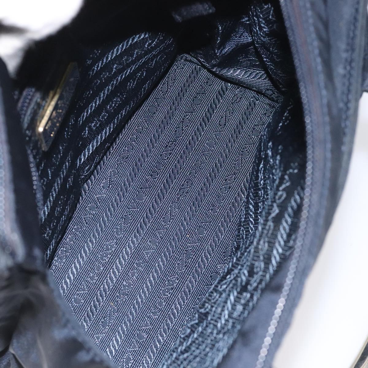 PRADA Hand Bag Nylon Navy Gold Auth BA355