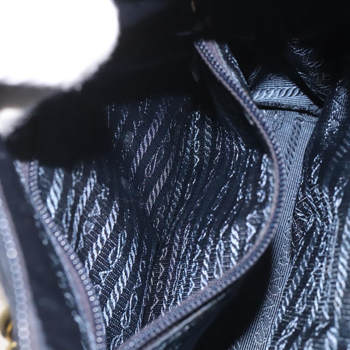 PRADA Hand Bag Nylon Navy Gold Auth BA355