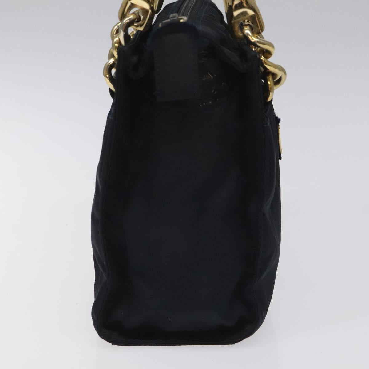 PRADA Hand Bag Nylon Navy Gold Auth BA355