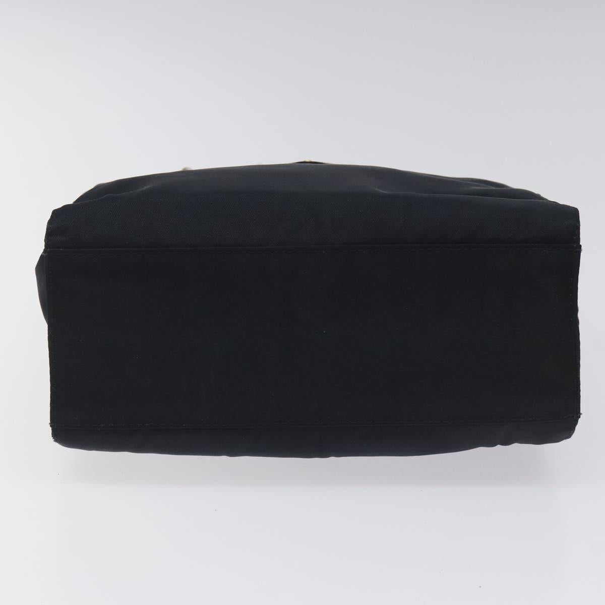 PRADA Hand Bag Nylon Navy Gold Auth BA355