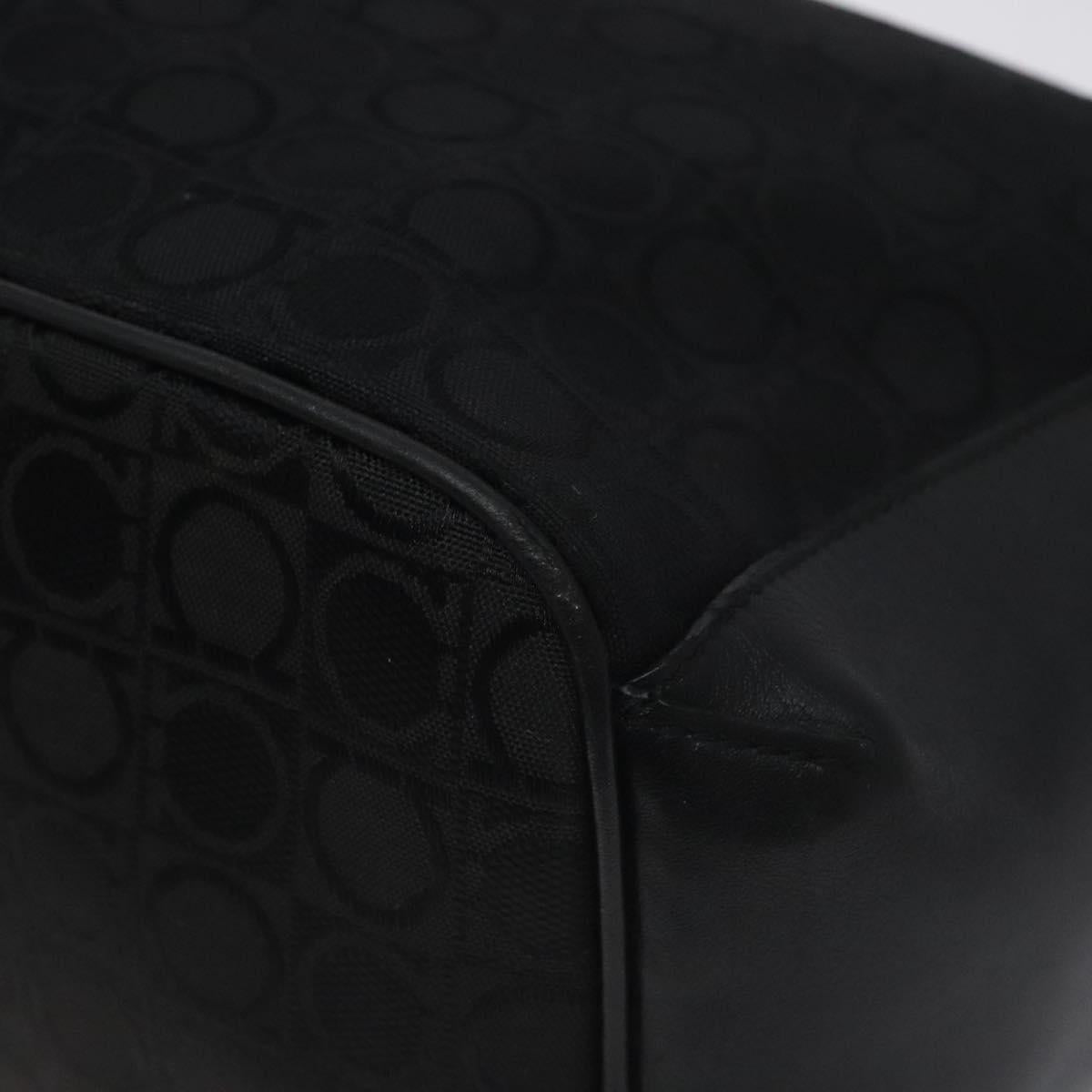 Salvatore Ferragamo Shoulder Bag Canvas Black Gold Auth BA3569