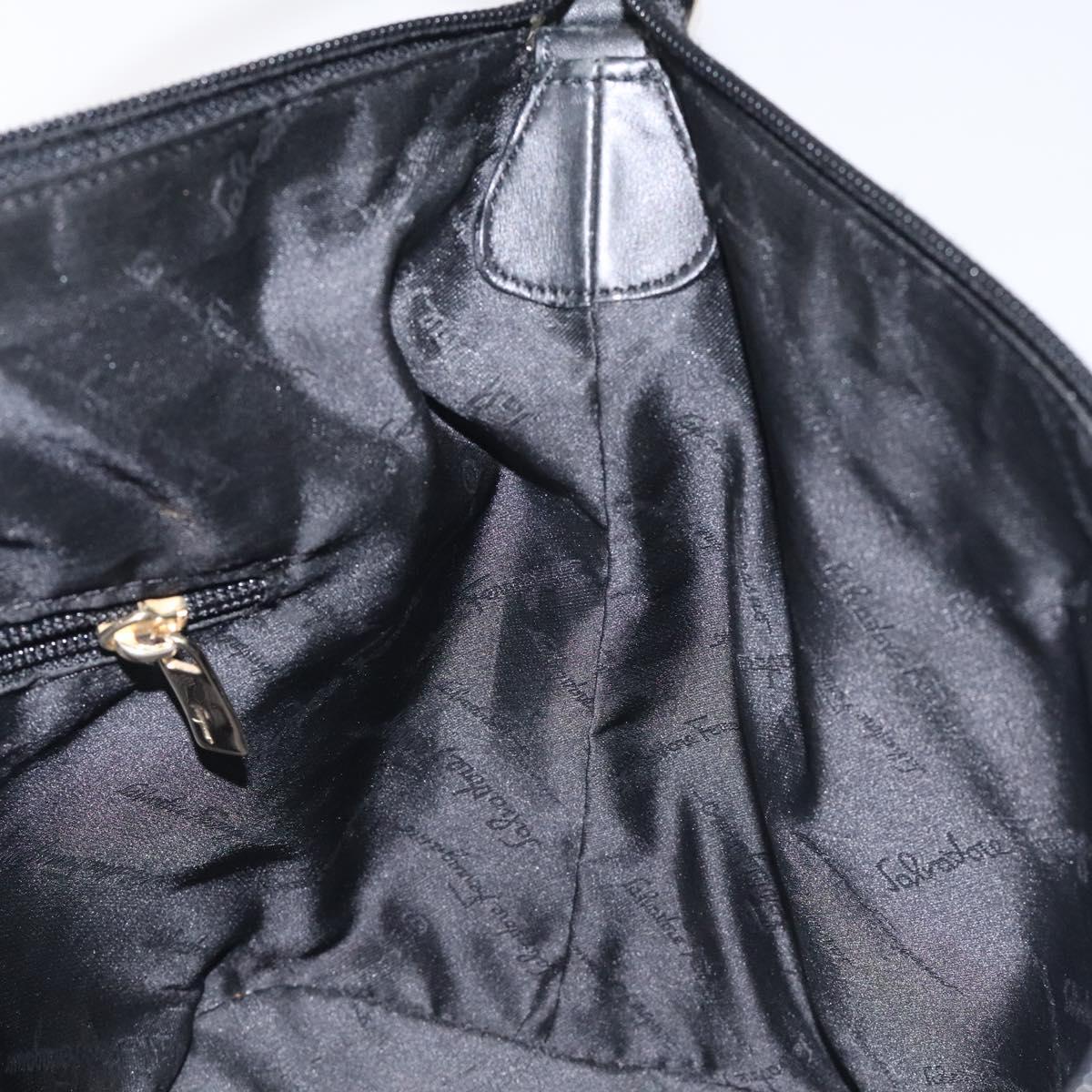 Salvatore Ferragamo Shoulder Bag Canvas Black Gold Auth BA3569