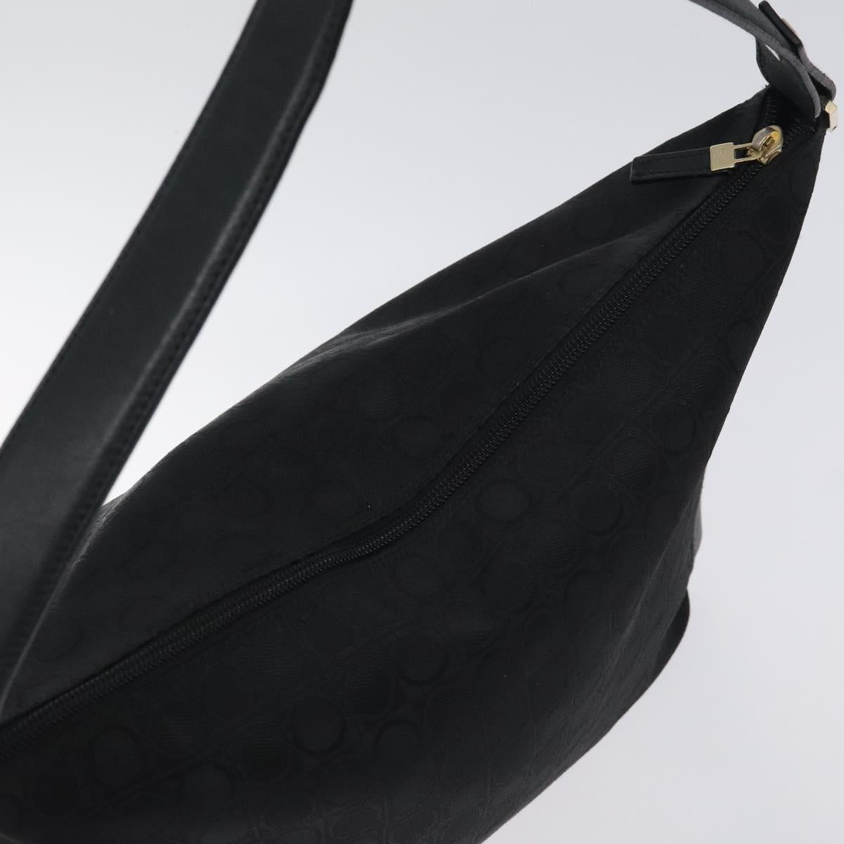 Salvatore Ferragamo Shoulder Bag Canvas Black Gold Auth BA3569