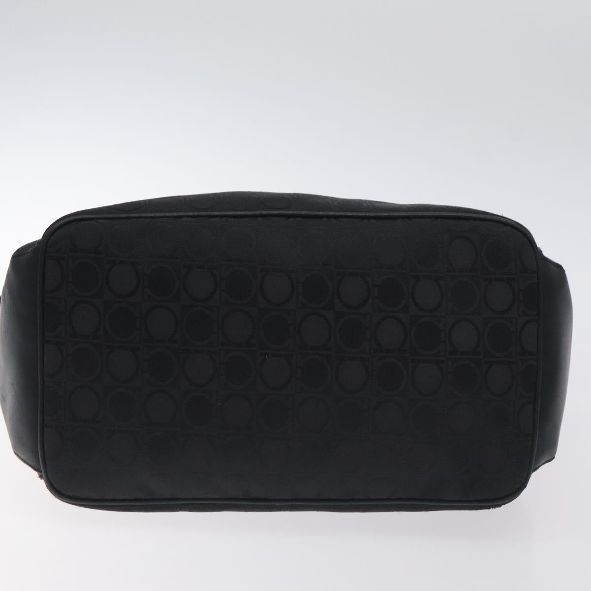 Salvatore Ferragamo Shoulder Bag Canvas Black Gold Auth BA3569