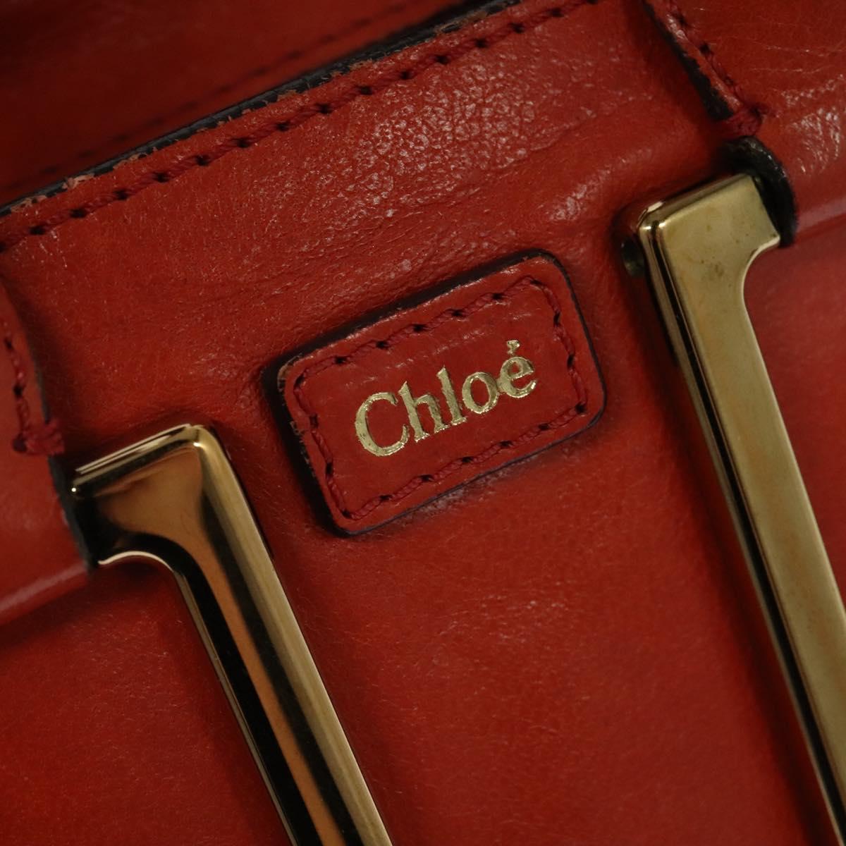 Chloe Etel Hand Bag Leather 2way Orange Gold Auth BA3578