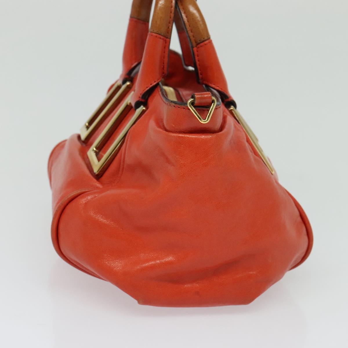 Chloe Etel Hand Bag Leather 2way Orange Gold Auth BA3578