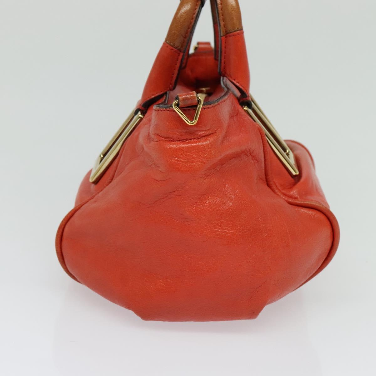 Chloe Etel Hand Bag Leather 2way Orange Gold Auth BA3578