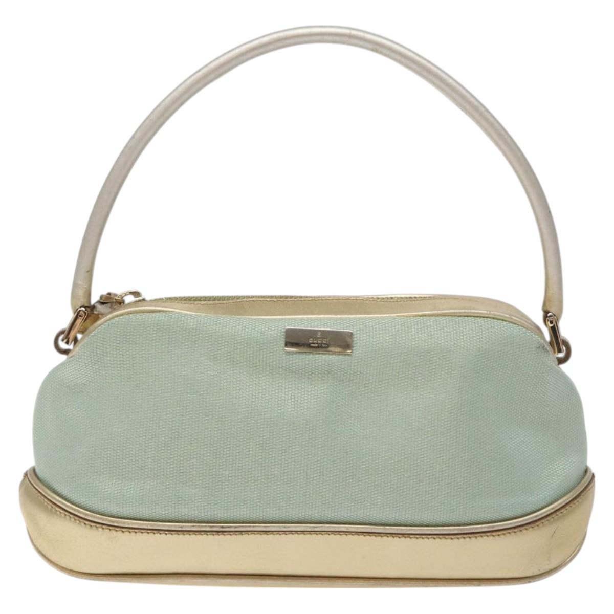 GUCCI Hand Bag Canvas Leather Light Blue 039 1133 Auth BA3579