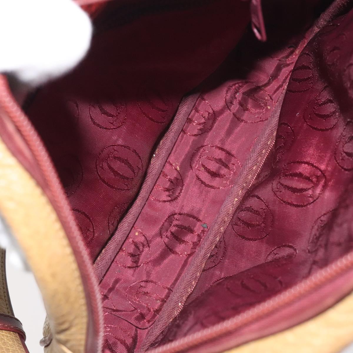 CARTIER Must Line Shoulder Bag Leather Brown Gold Auth BA3580