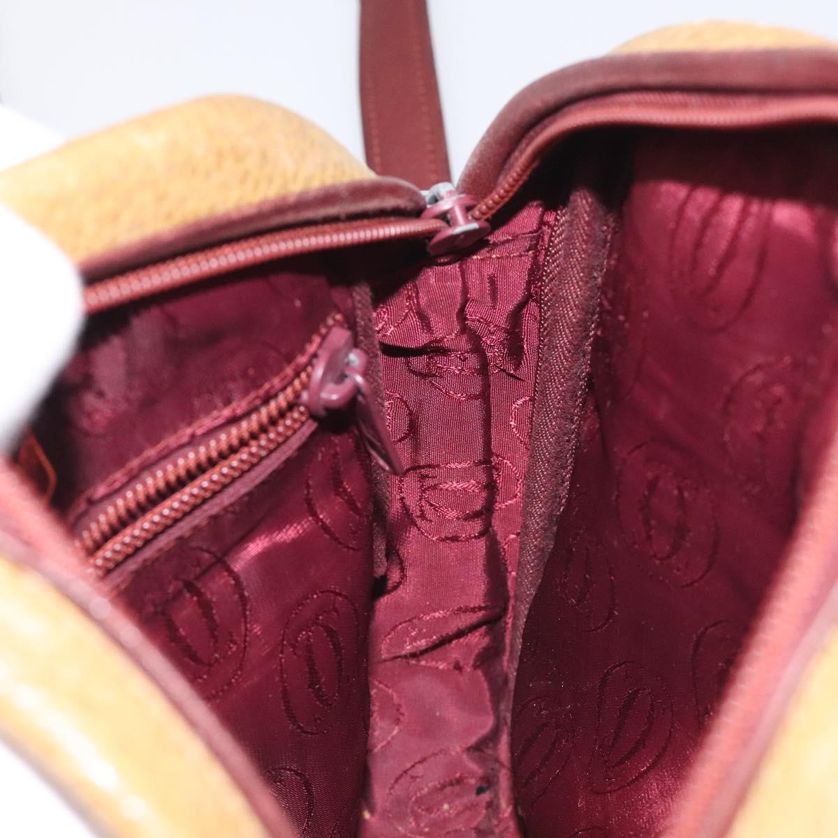 CARTIER Must Line Shoulder Bag Leather Brown Gold Auth BA3580