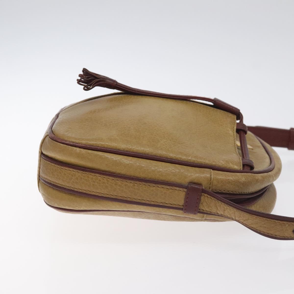 CARTIER Must Line Shoulder Bag Leather Brown Gold Auth BA3580