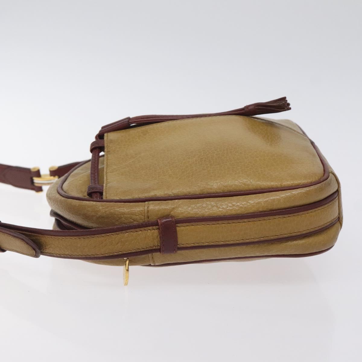 CARTIER Must Line Shoulder Bag Leather Brown Gold Auth BA3580