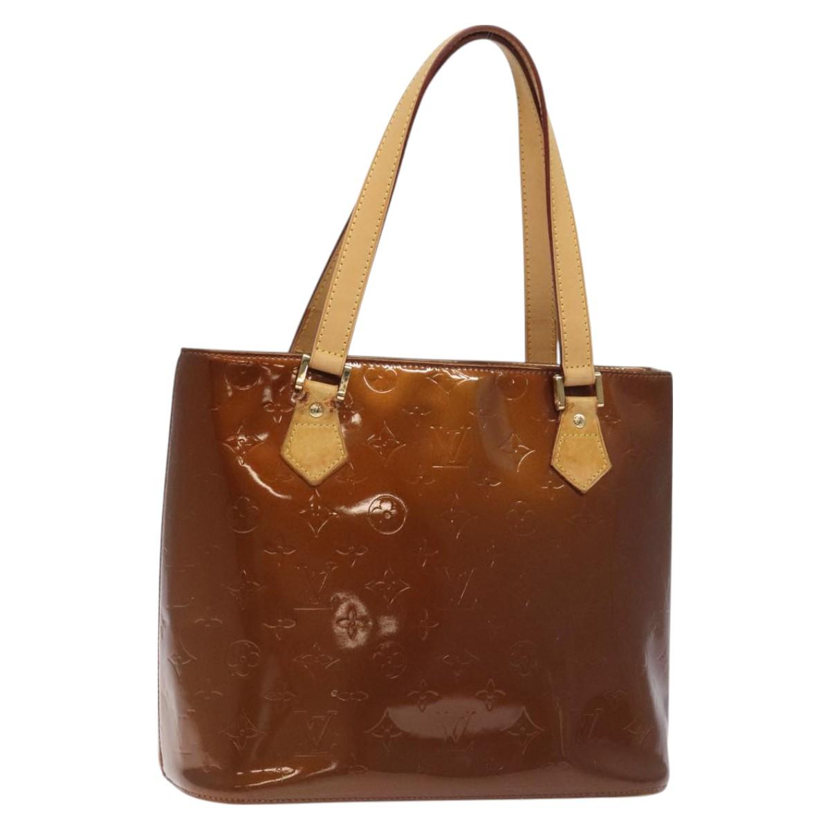 LOUIS VUITTON Monogram Vernis Houston Hand Bag Bronze M91122 LV Auth BA3582
