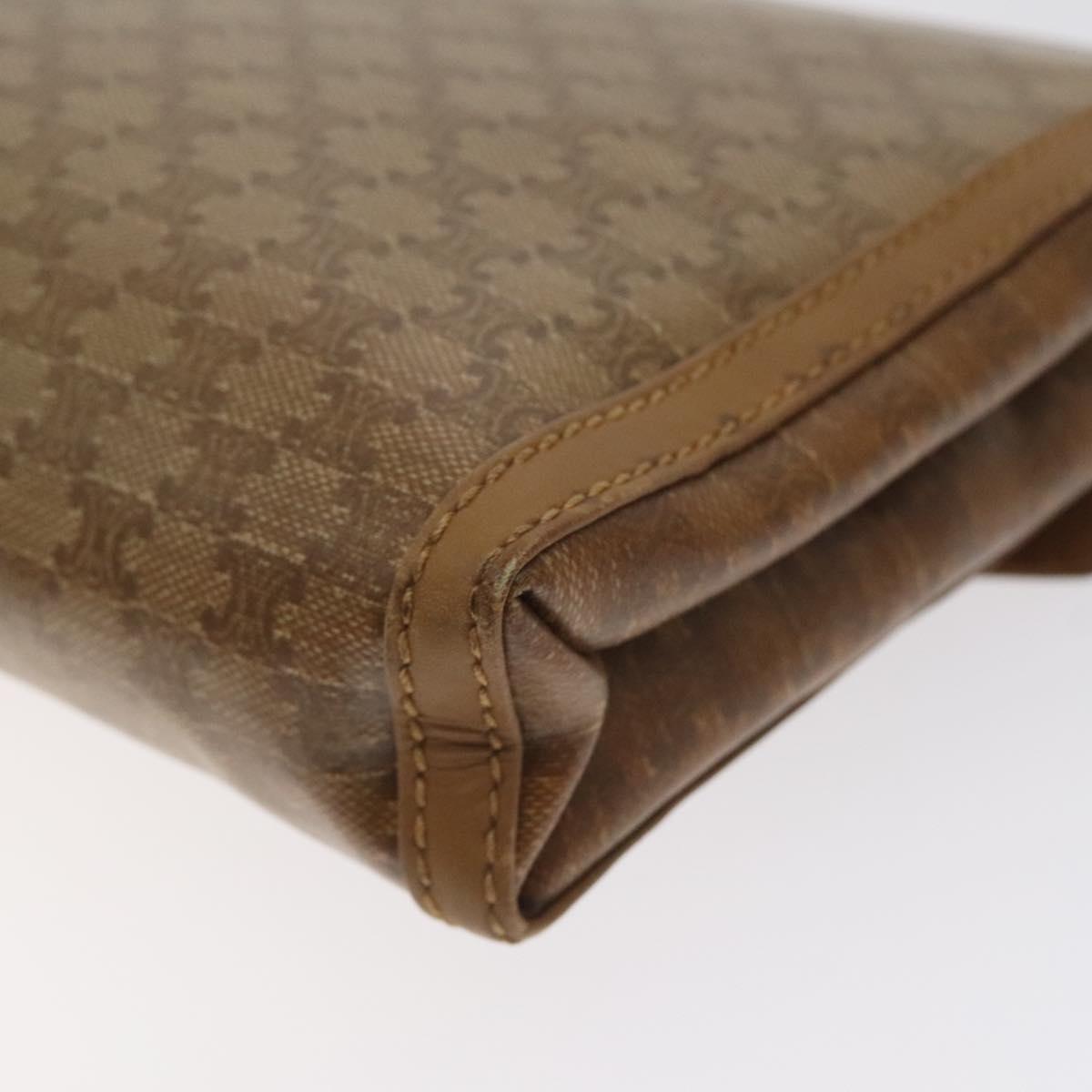 CELINE Macadam Canvas Shoulder Bag Brown Gold Auth BA3592