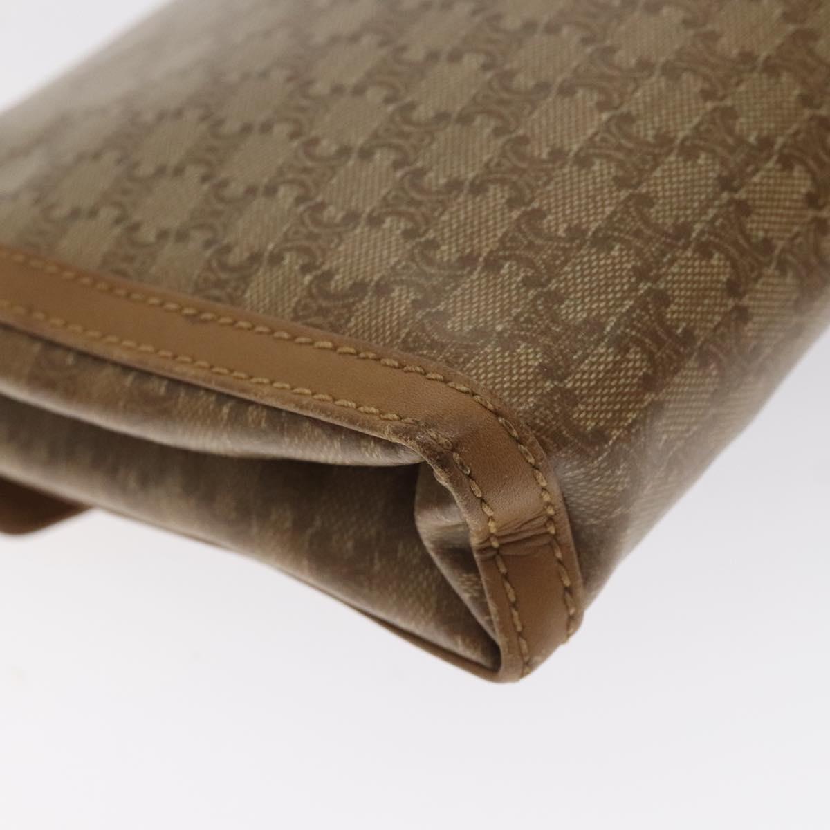 CELINE Macadam Canvas Shoulder Bag Brown Gold Auth BA3592