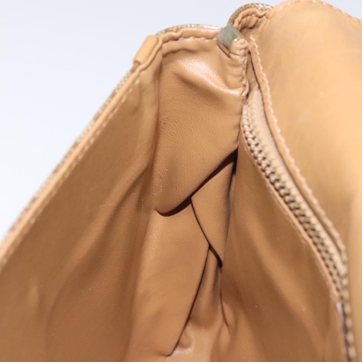 CELINE Macadam Canvas Shoulder Bag Brown Gold Auth BA3592