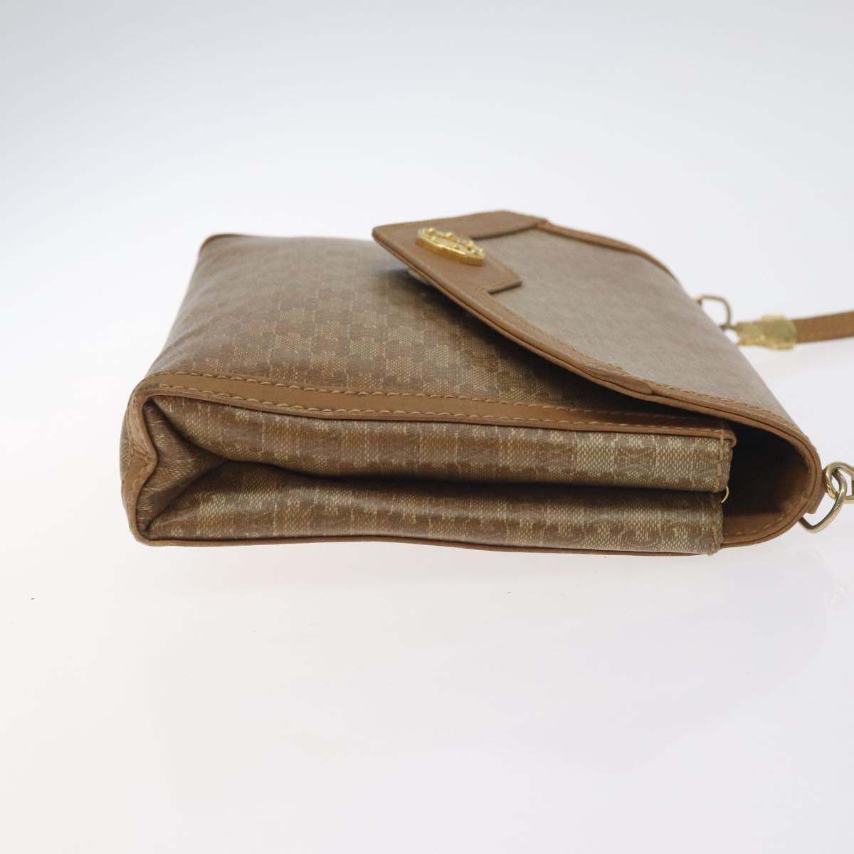CELINE Macadam Canvas Shoulder Bag Brown Gold Auth BA3592