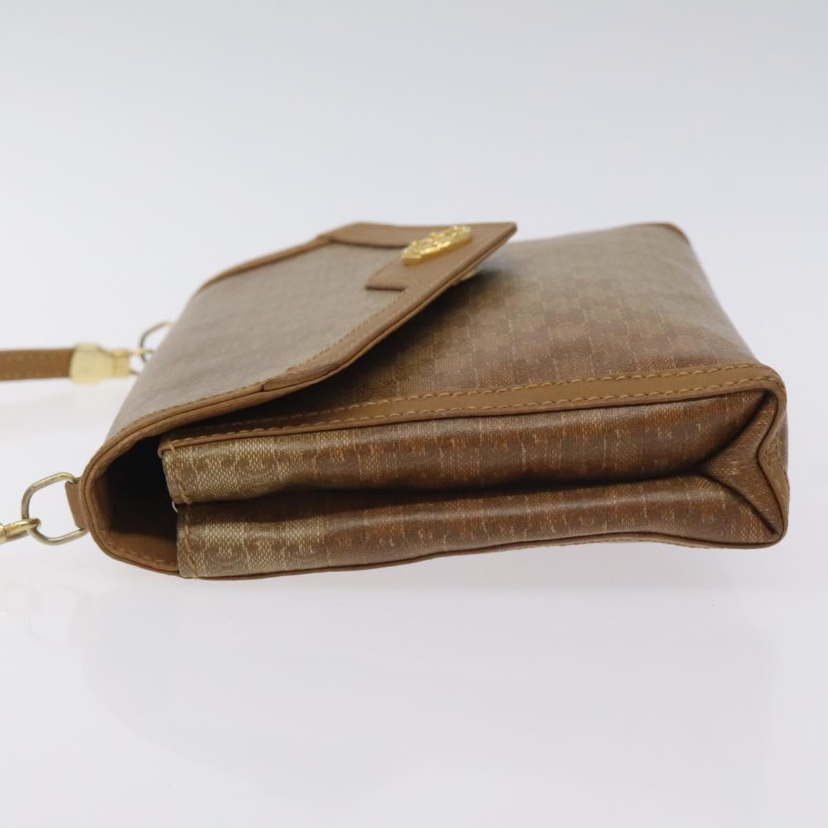 CELINE Macadam Canvas Shoulder Bag Brown Gold Auth BA3592
