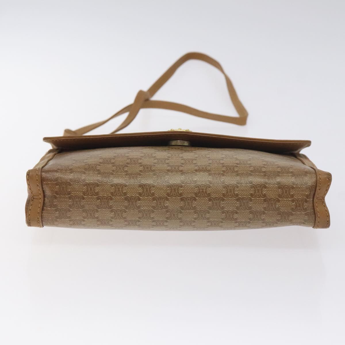 CELINE Macadam Canvas Shoulder Bag Brown Gold Auth BA3592
