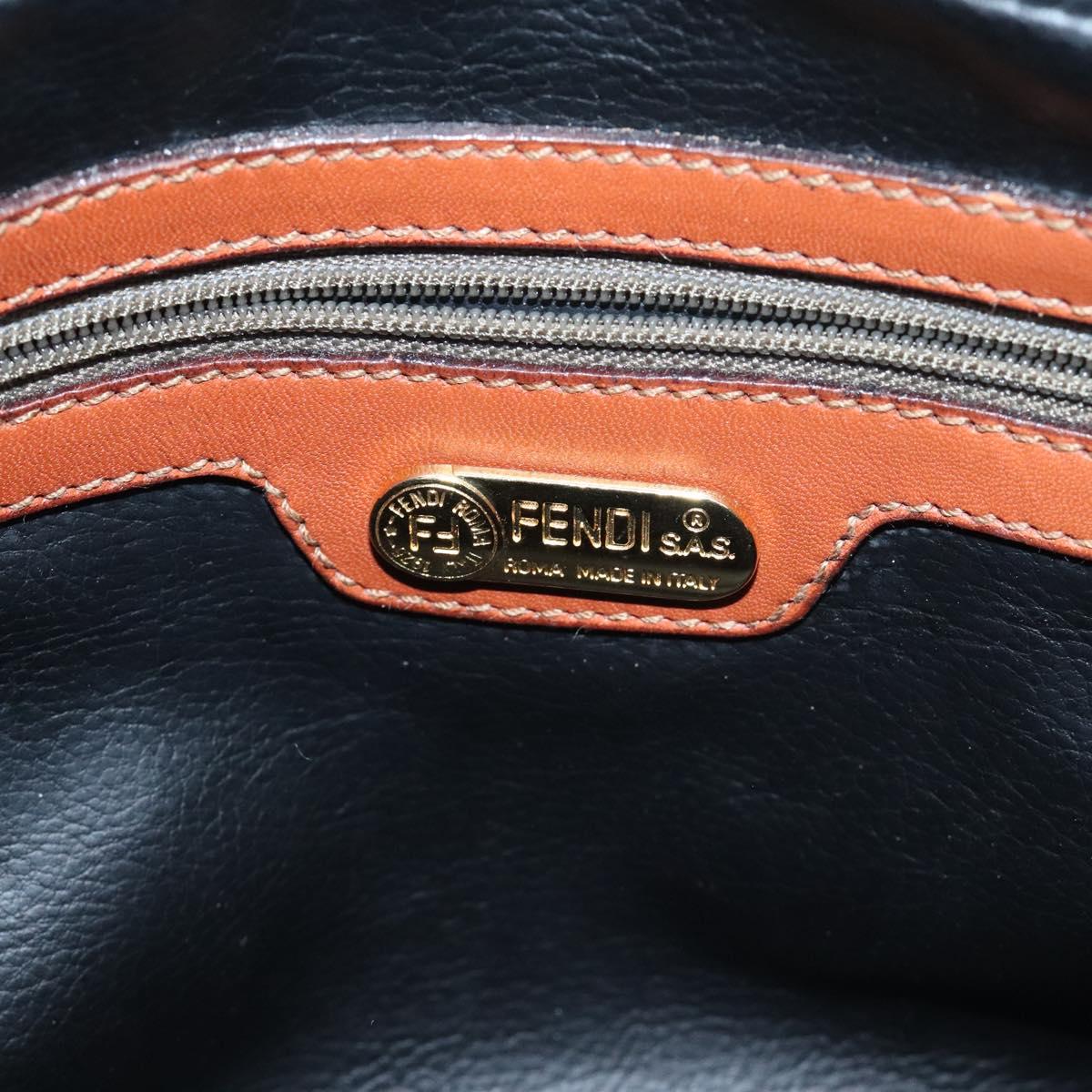 FENDI Shoulder Bag Suede Leather Khaki Gold Auth BA3594