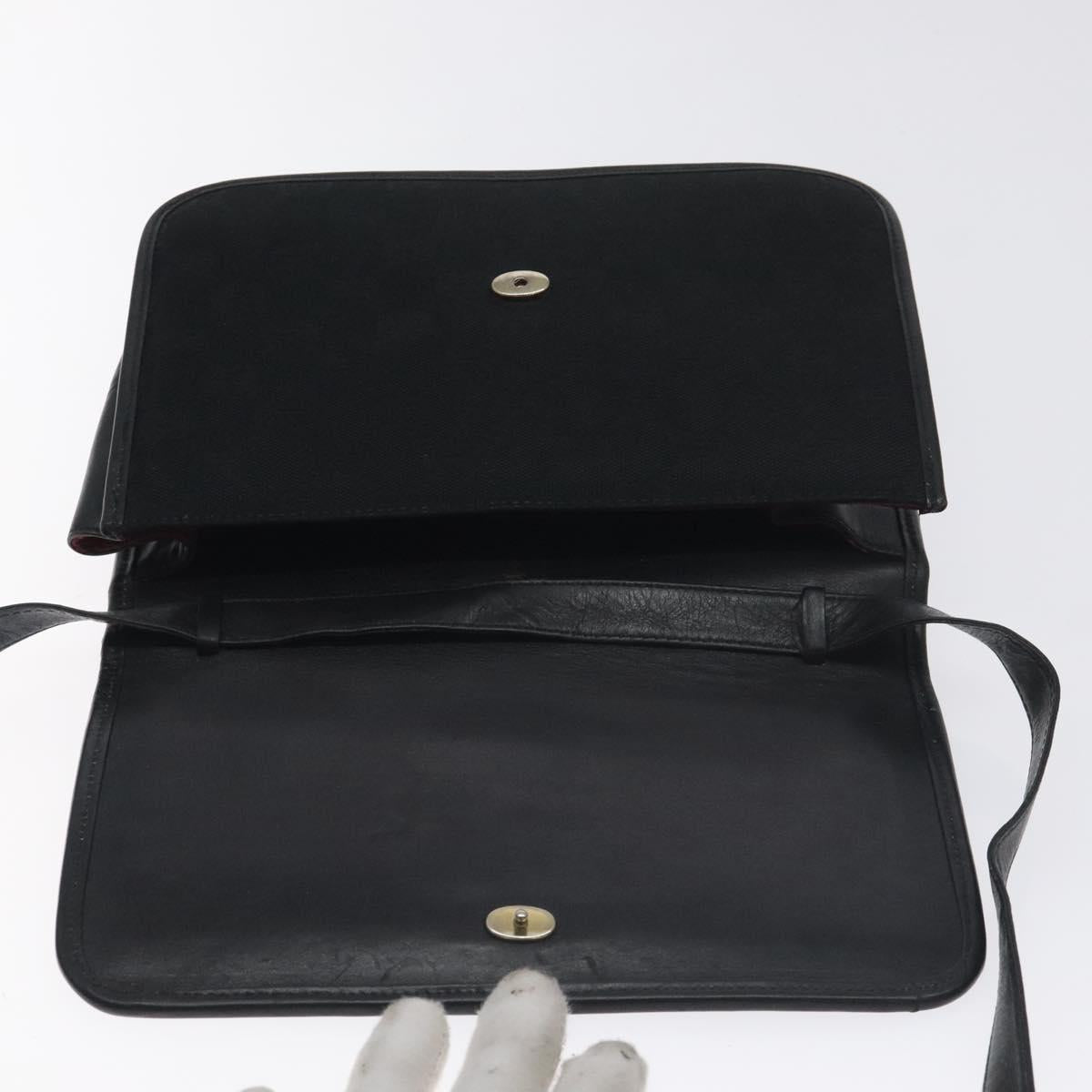 GUCCI GG Canvas Web Sherry Line Shoulder Bag Black Gold Red Auth BA3596
