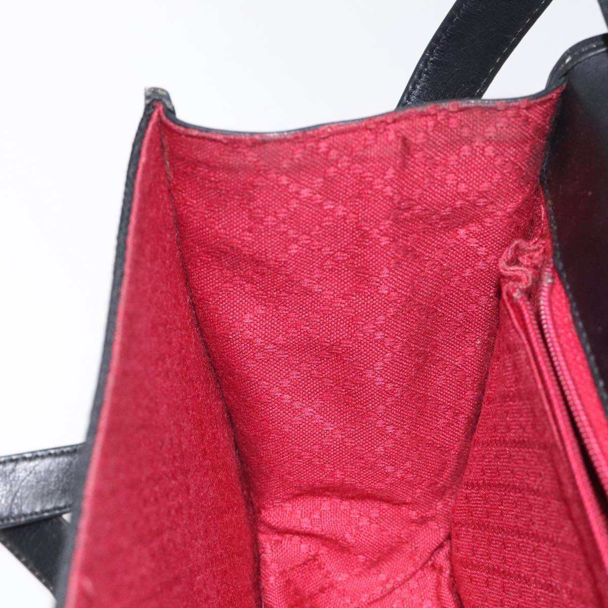 GUCCI GG Canvas Web Sherry Line Shoulder Bag Black Gold Red Auth BA3596