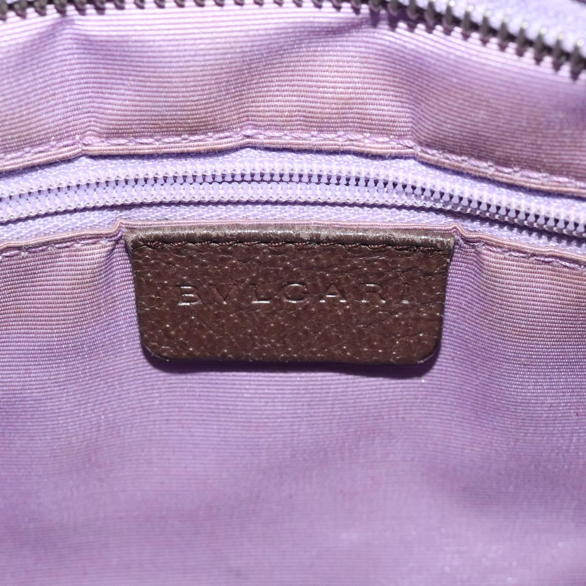 BVLGARI Logo Mania Hand Bag Canvas Beige Silver Auth BA3600
