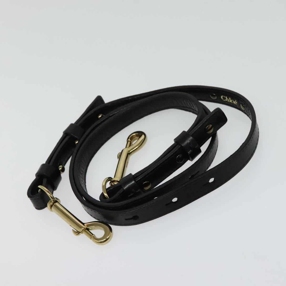 Chloe Etel Hand Bag Leather 2way Black Gold Auth BA3601