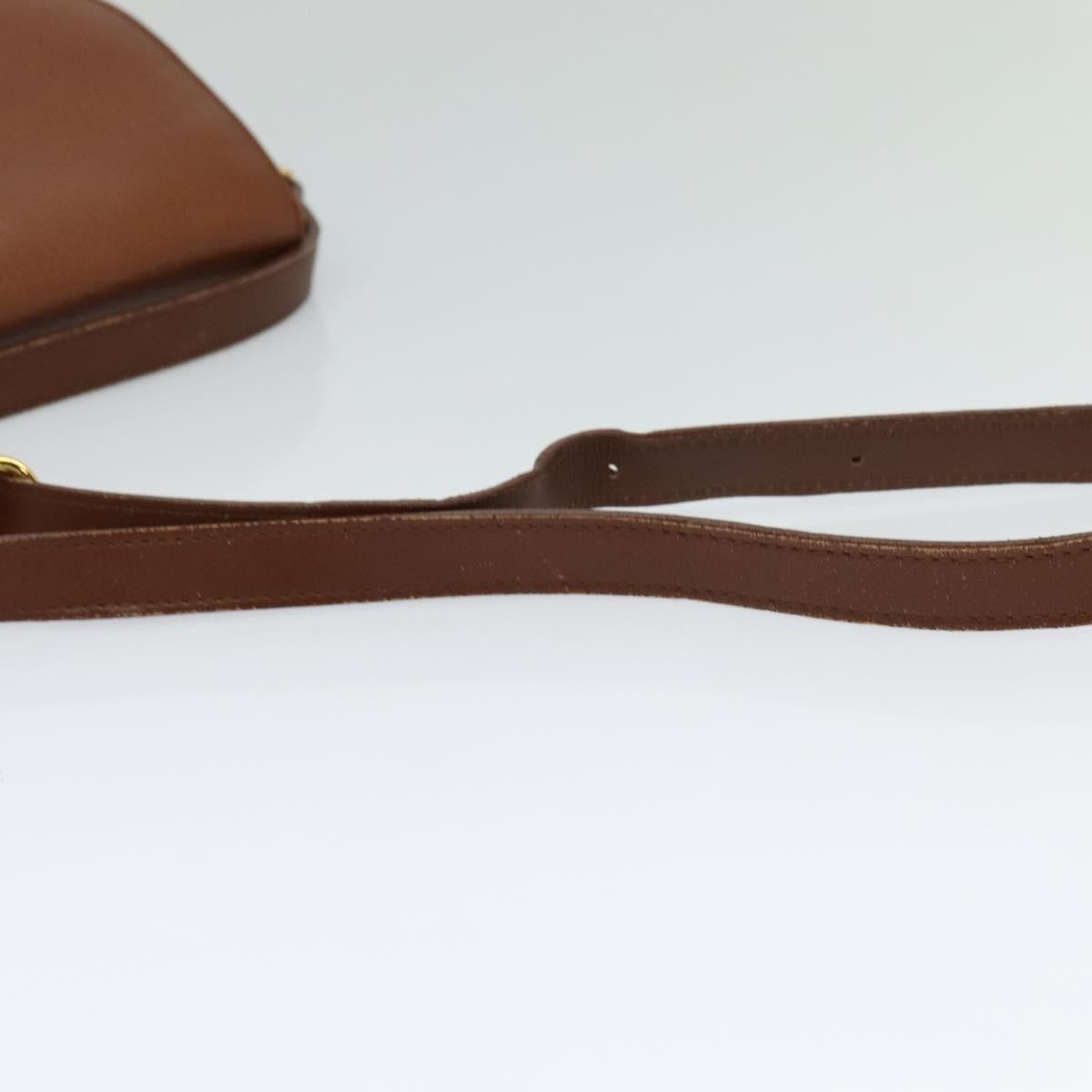 Burberrys Shoulder Bag Leather Brown Gold Auth BA3605