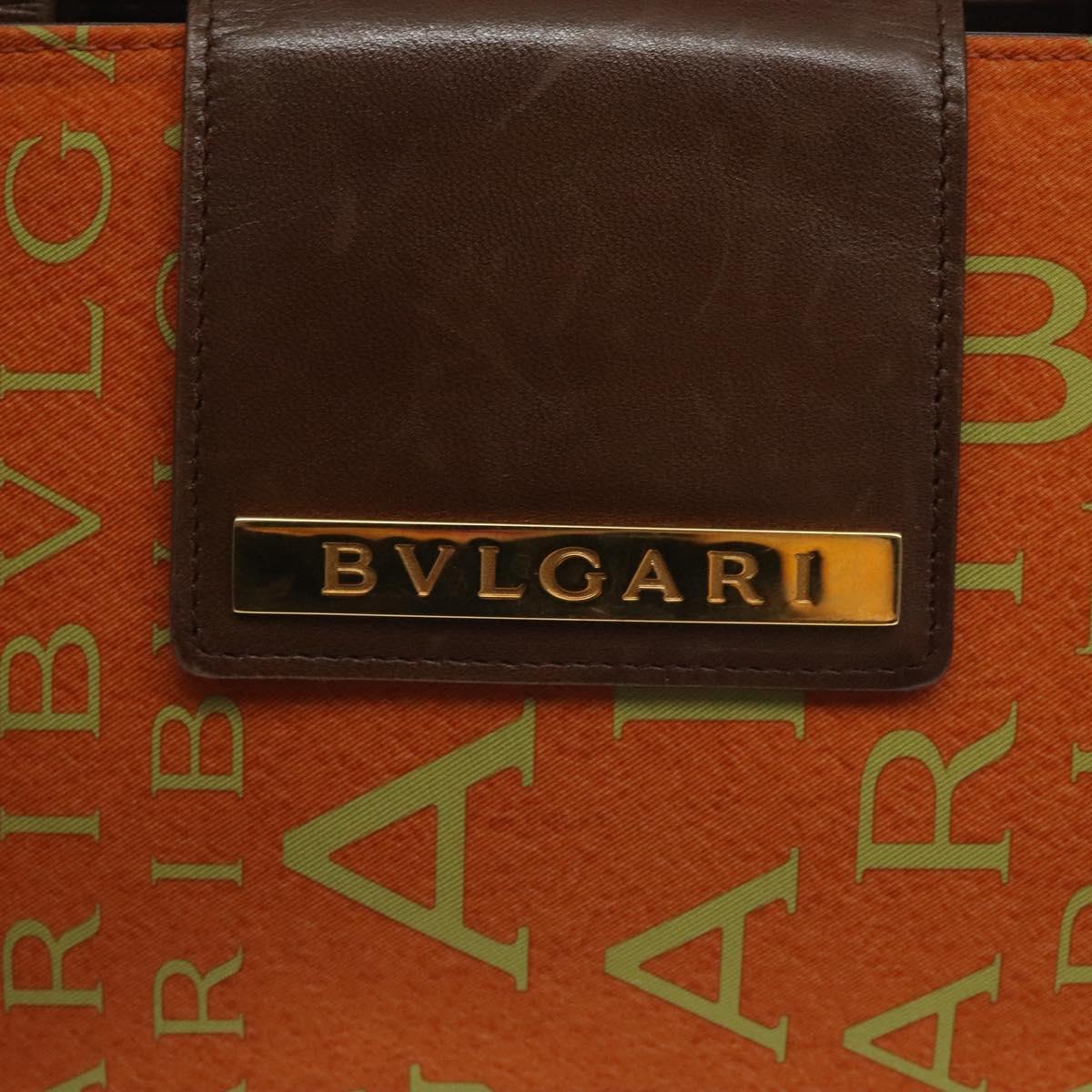 BVLGARI Logo Mania Shoulder Bag Canvas Orange Gold Auth BA3606