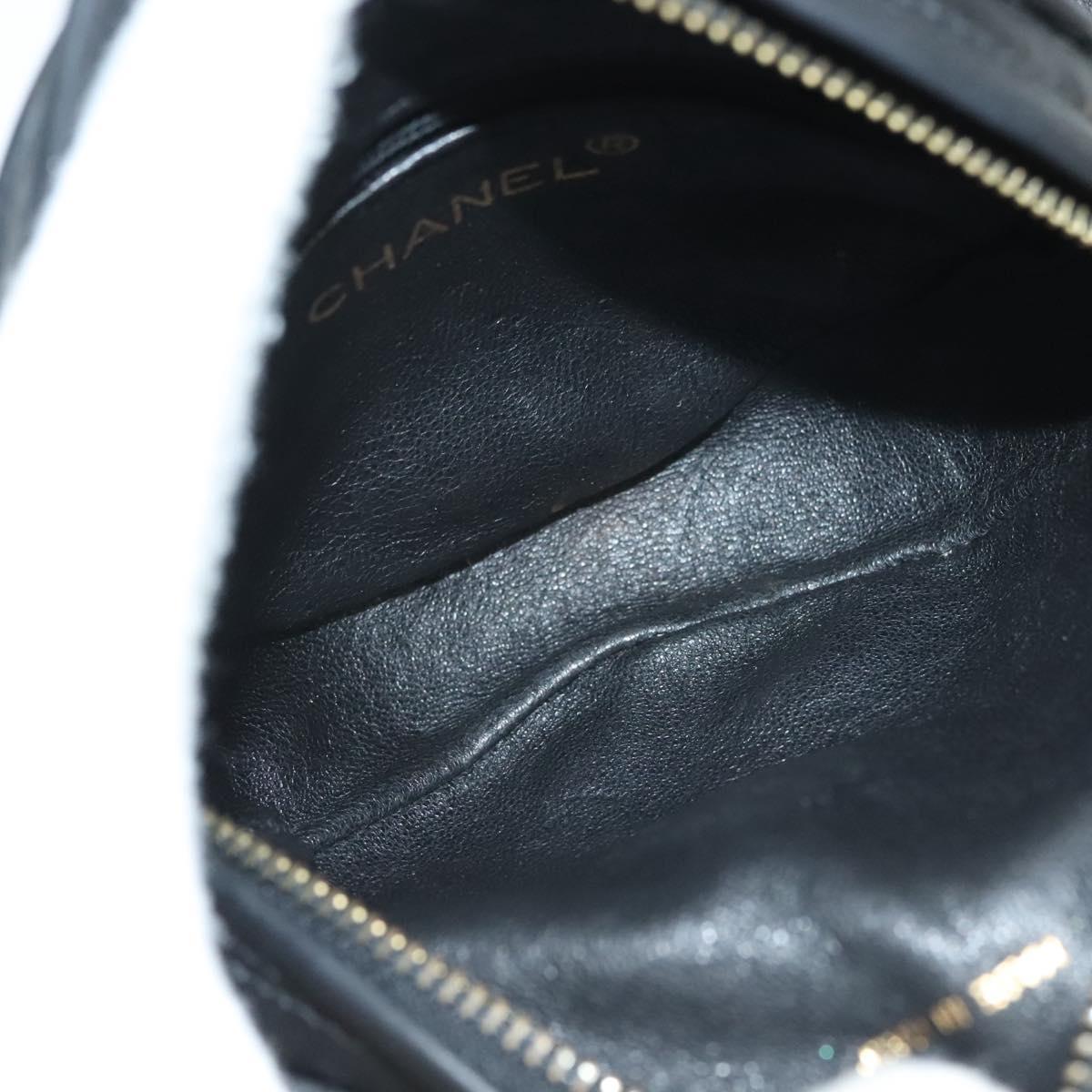 CHANEL Matelasse COCO Mark Shoulder Bag Satin Black Gold CC Auth BA3613