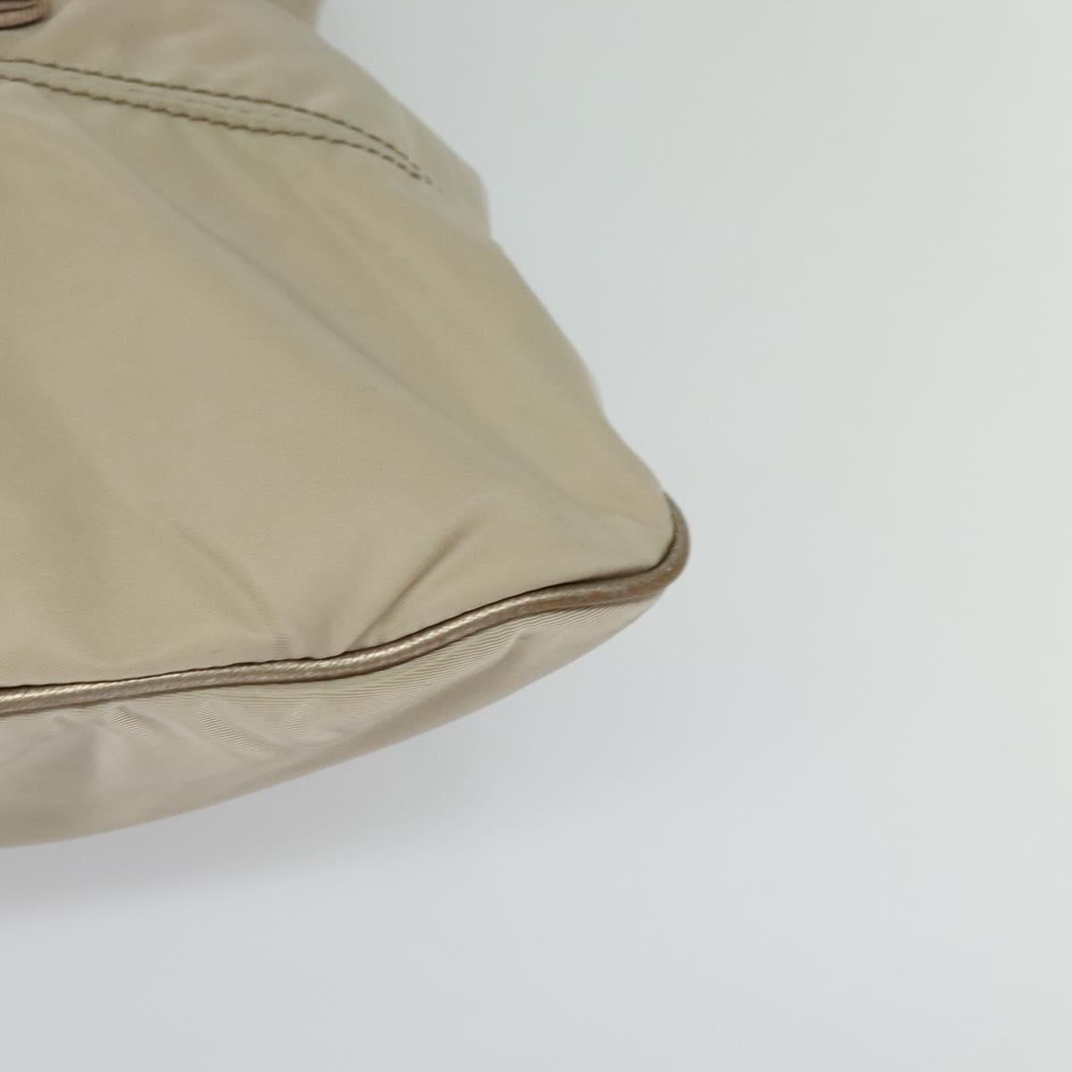 Salvatore Ferragamo Vala Hand Bag Nylon 2way Beige Silver Auth BA3615