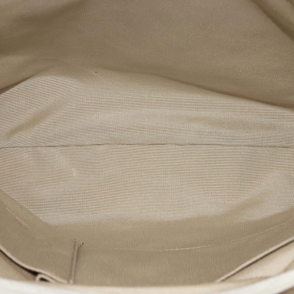 Salvatore Ferragamo Vala Hand Bag Nylon 2way Beige Silver Auth BA3615