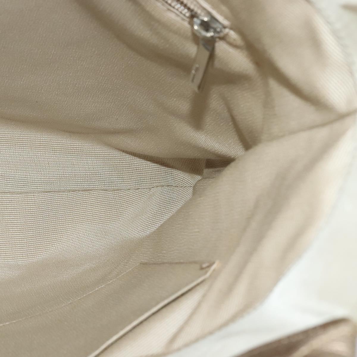 Salvatore Ferragamo Vala Hand Bag Nylon 2way Beige Silver Auth BA3615
