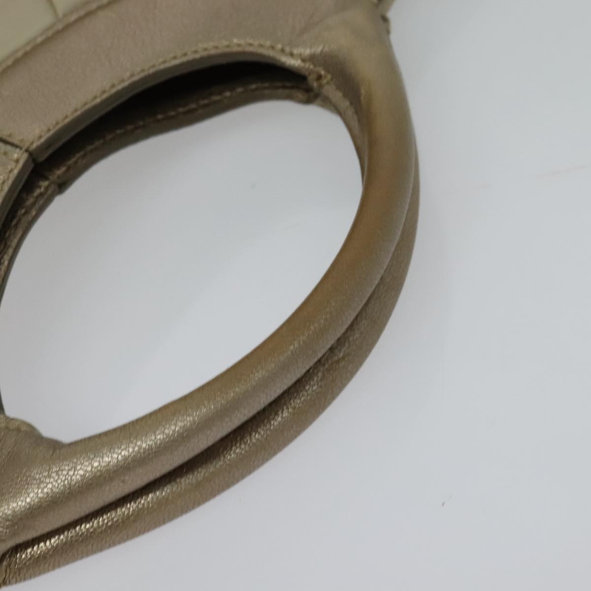 Salvatore Ferragamo Vala Hand Bag Nylon 2way Beige Silver Auth BA3615