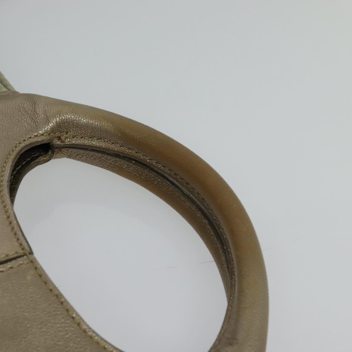 Salvatore Ferragamo Vala Hand Bag Nylon 2way Beige Silver Auth BA3615