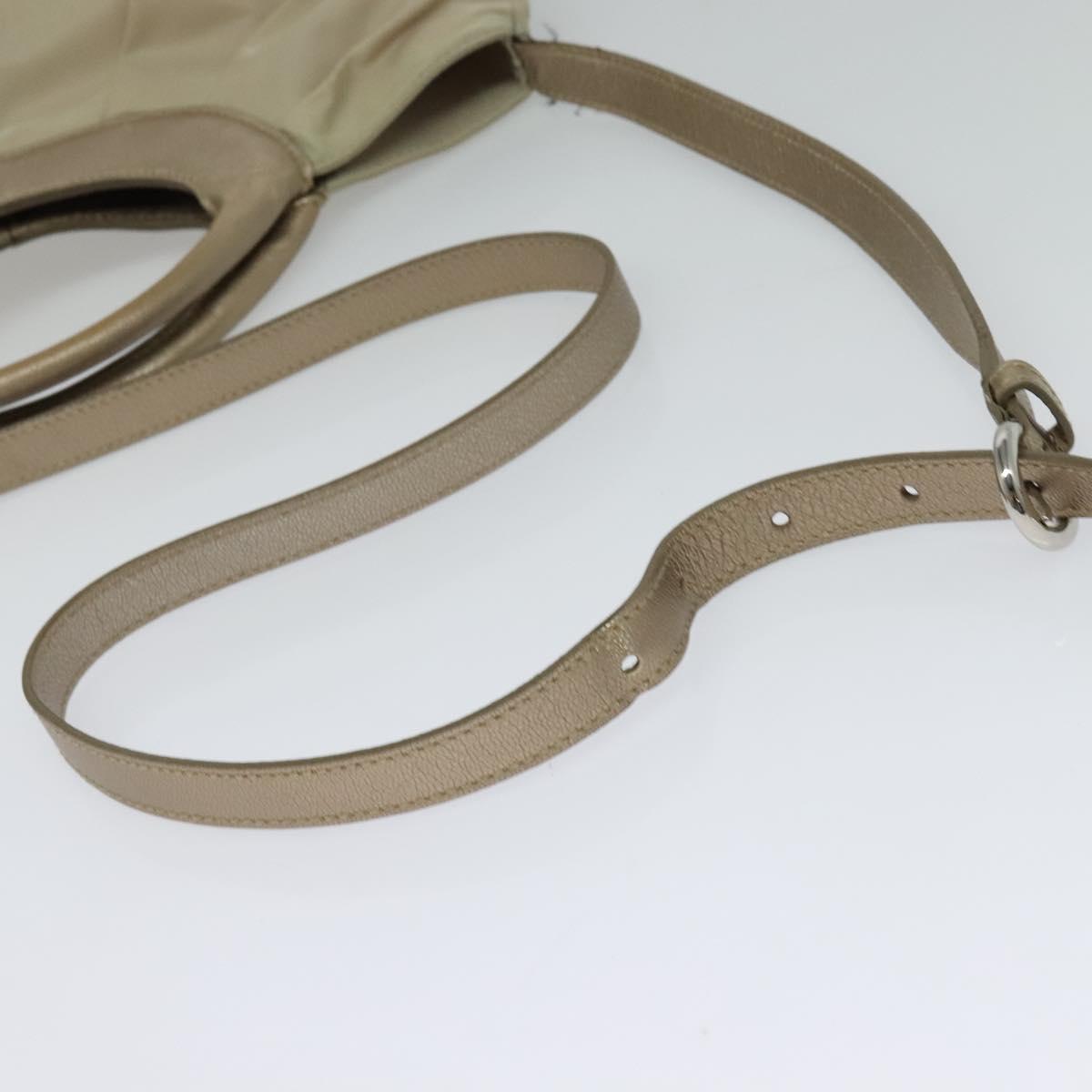 Salvatore Ferragamo Vala Hand Bag Nylon 2way Beige Silver Auth BA3615