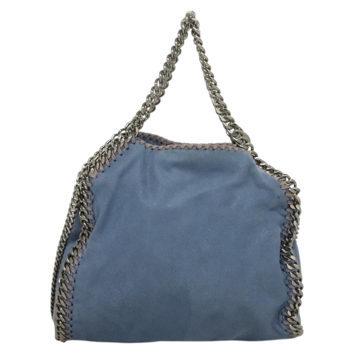 Stella MacCartney Falabella Chain Bag Suede 2way Light Blue Silver Auth BA3617