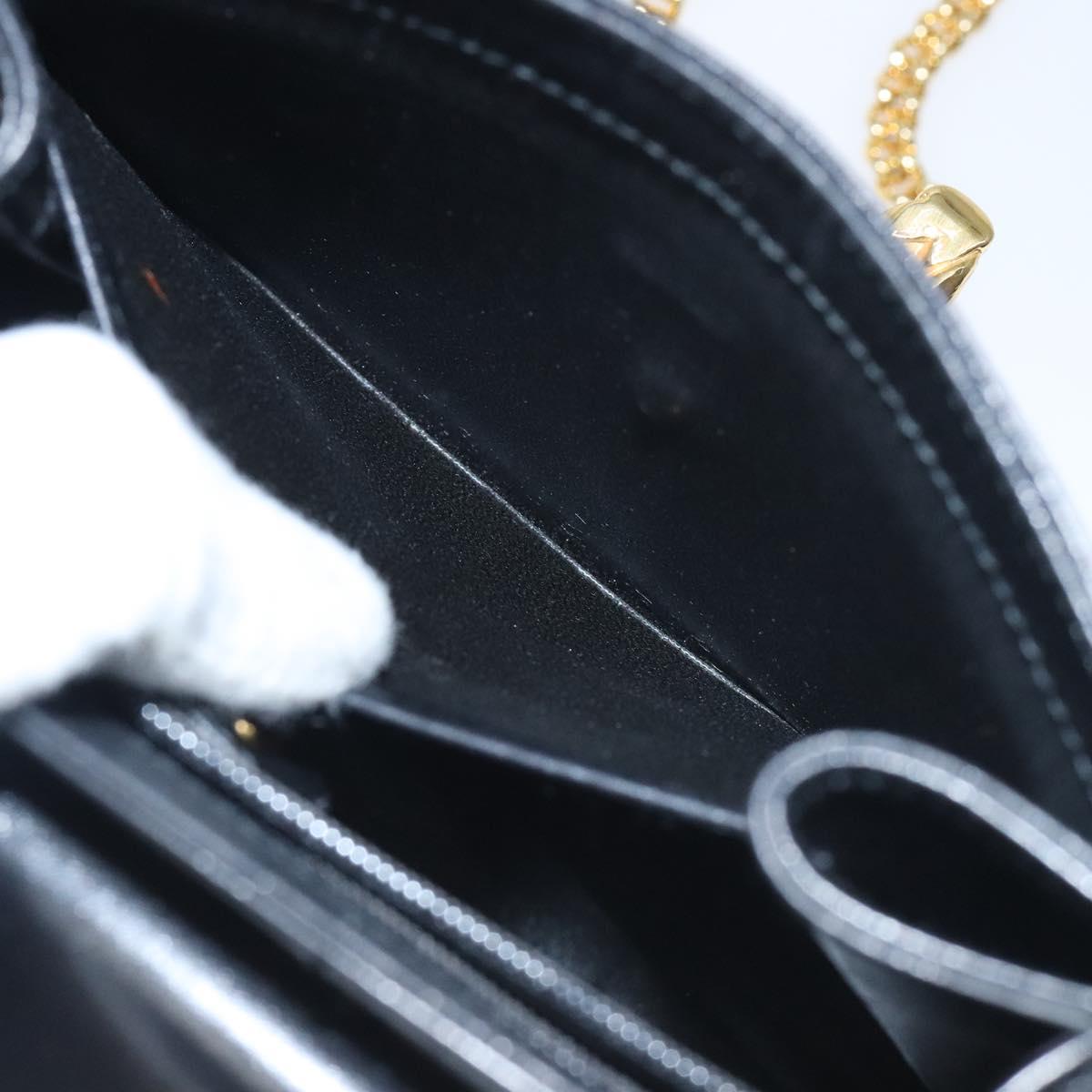 BALLY Chain Shoulder Bag Leather Black Gold Auth BA3624