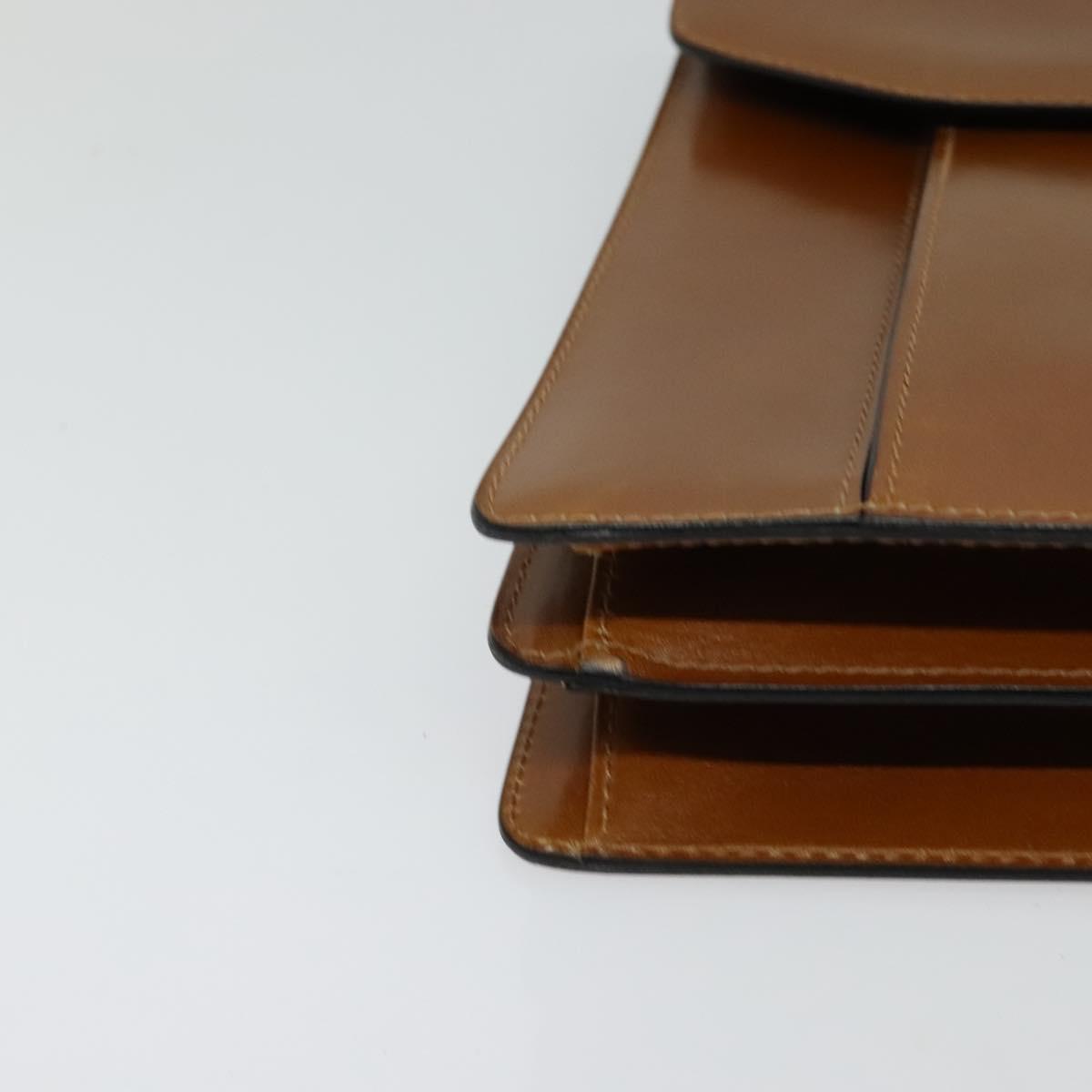 BALLY Hand Bag Leather 2way Brown Gold Auth BA3625